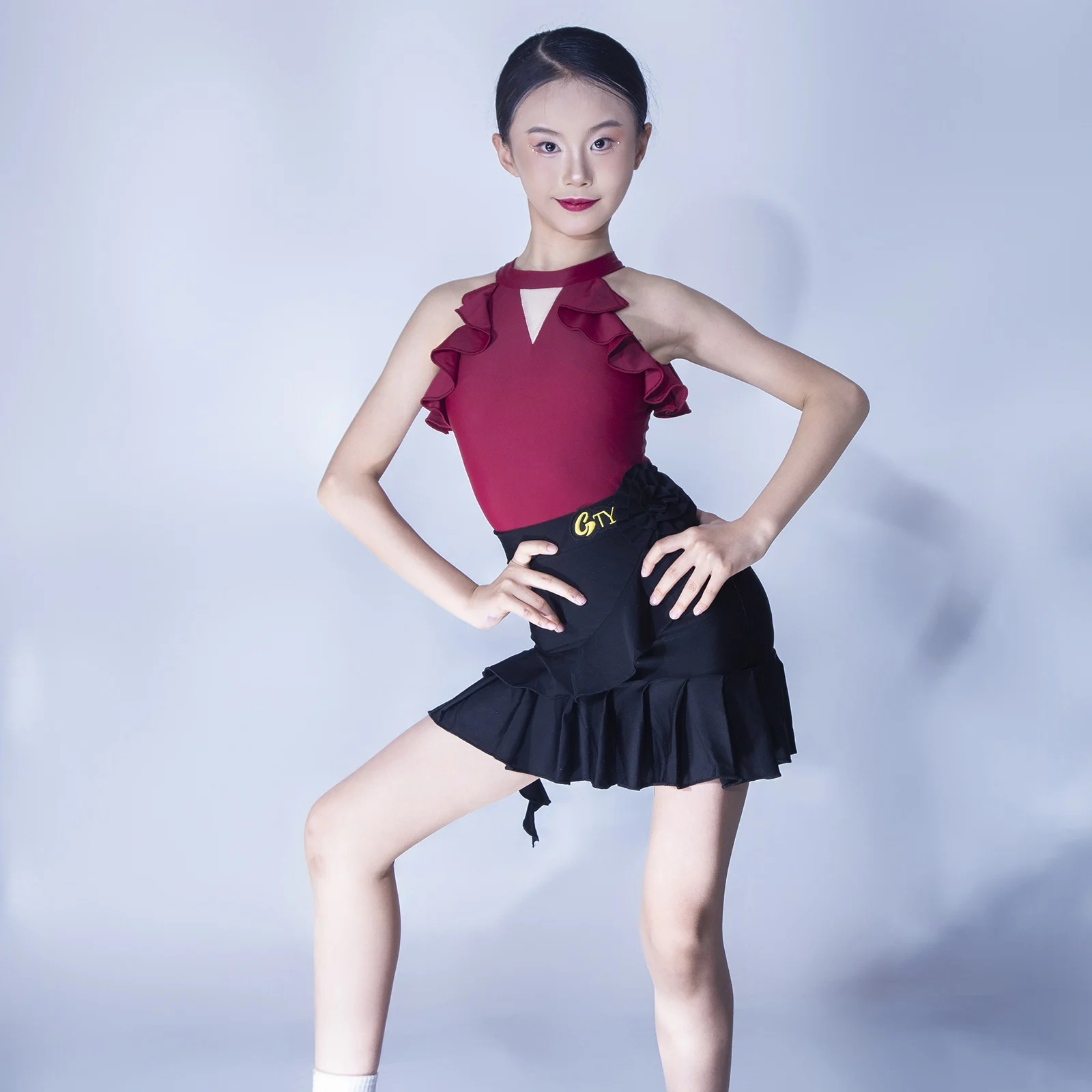 

Fashion Child Latin Dance Training Suit Girls Latin Dance Competition Clothing Kids Rumba Samba Ballroom Dance Wear SL12738