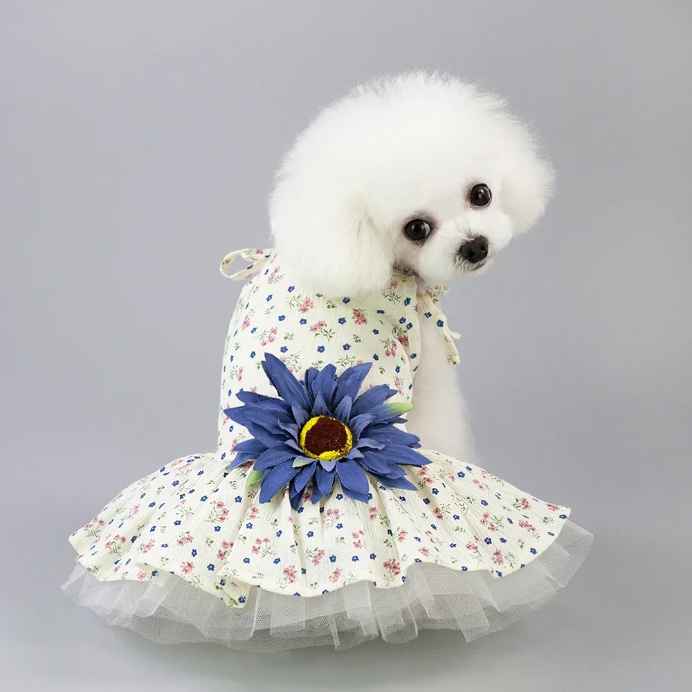 Cute Puppy Dog Dresses For Small Dog Clothes Cat Apparel With Small Daisy For Pets Dog Outfits Girl Drop Ship