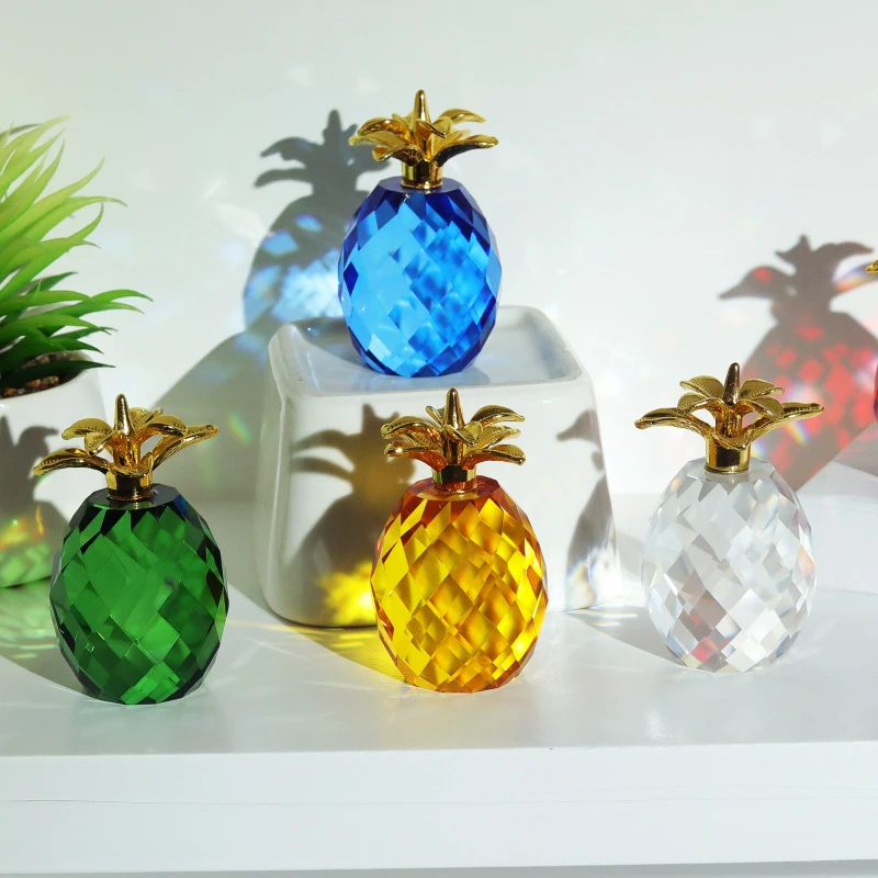 1pcs Miniature Crystal Pineapple Ornament Fruit Model Figurines Tabletop Office Living Room Home Wedding Decoration Accessory
