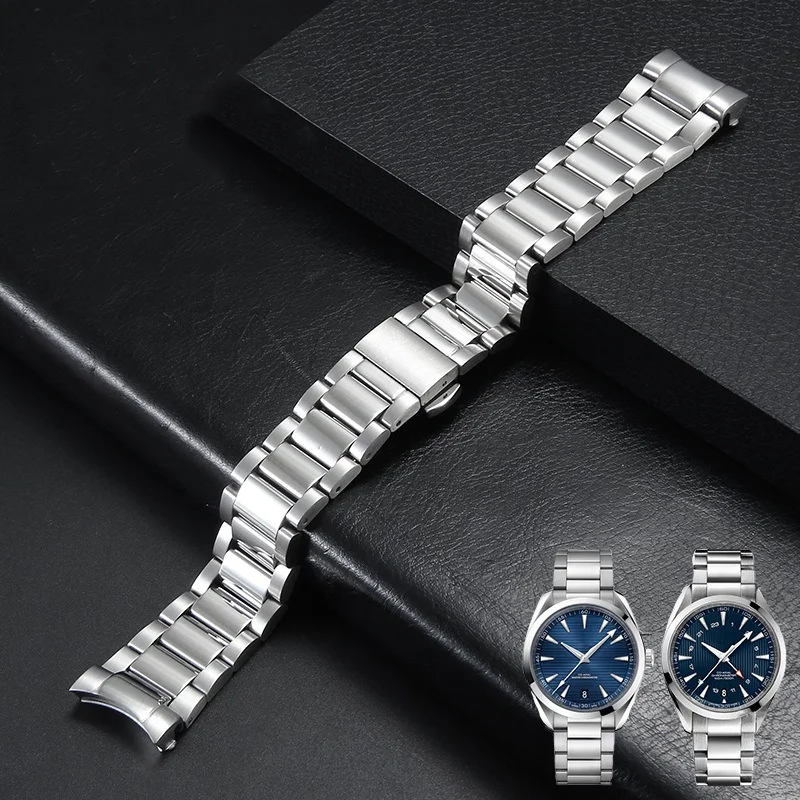 20mm-時計バンド-シーマスター-300-at150-アクアテラ-150-シリーズに適合-時計ストラップ-シルバー-ステンレススチール-ストラップ-ブレスレット-洗練されたスチール