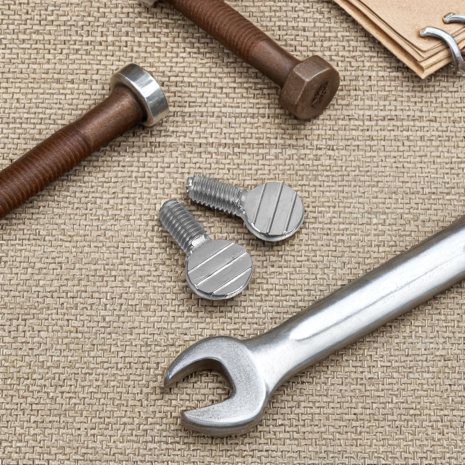 

Set of 2 Stainless Steel Thumb Screws Knurled BBQ Tools for Electric Oven Turkey Forks Portable Grills Metal Utensil