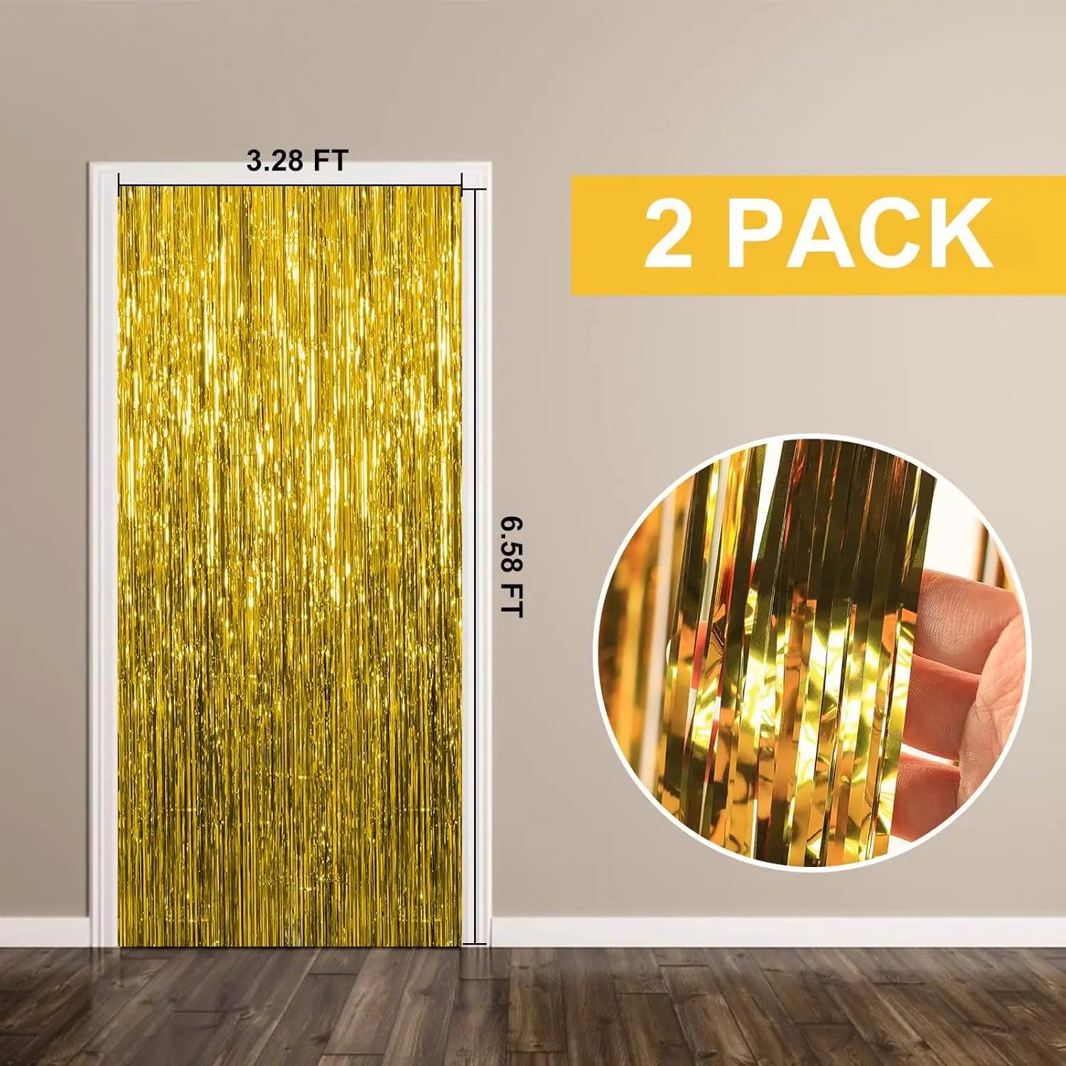 2 Pack, 3.28x6.58 Feet, Backdrop Birthday Decorations Foil Curtain Backdrop Streamers Dance Party Decorations Photo Booth Props