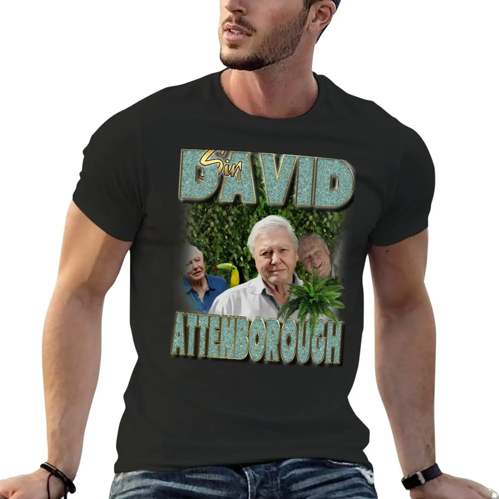 

Sir David Attenborough 90s Style T-Shirt summer tops blacks mens t shirts casual stylish