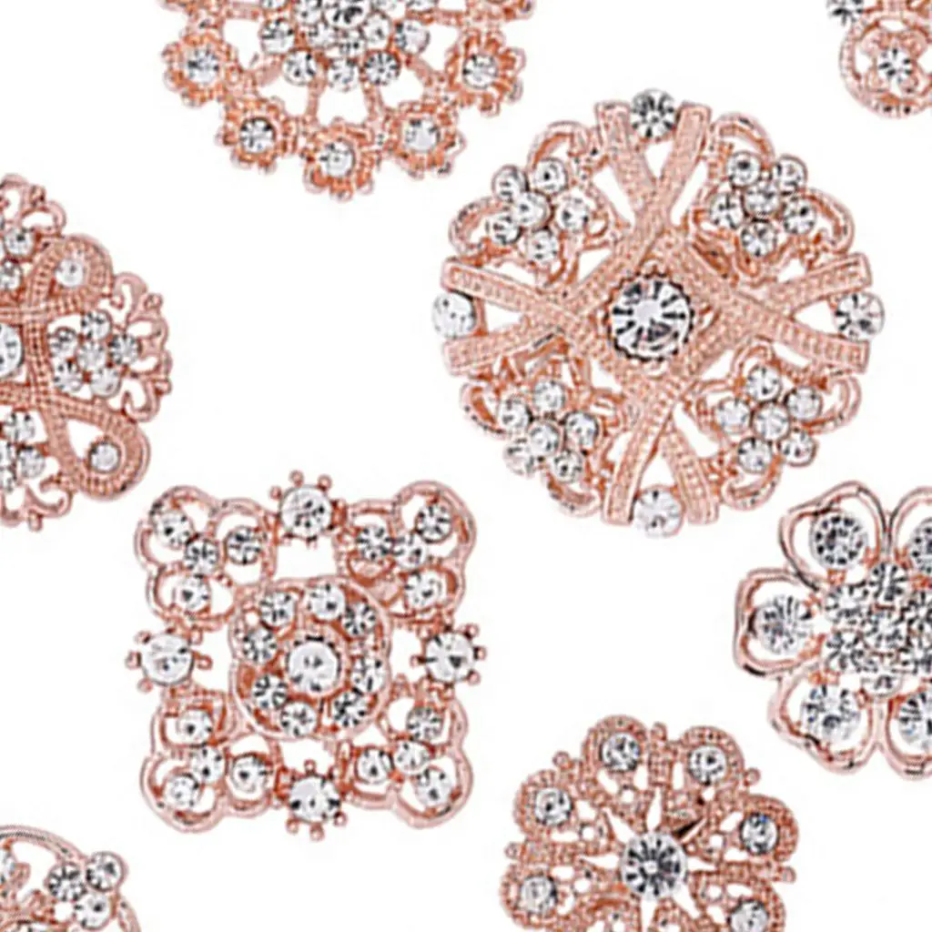 24 حزمة من دبابيس بروش أحجار الراين المختلطة دبوس طوق كريستالي على شكل زهرة عتيقة