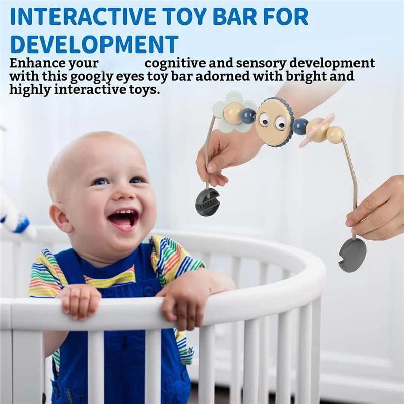T84c-arco de carrinho de bebê bouncer com olhos googly para assento de carro, para bebês acessório bouncer-fácil instalação-música incluída