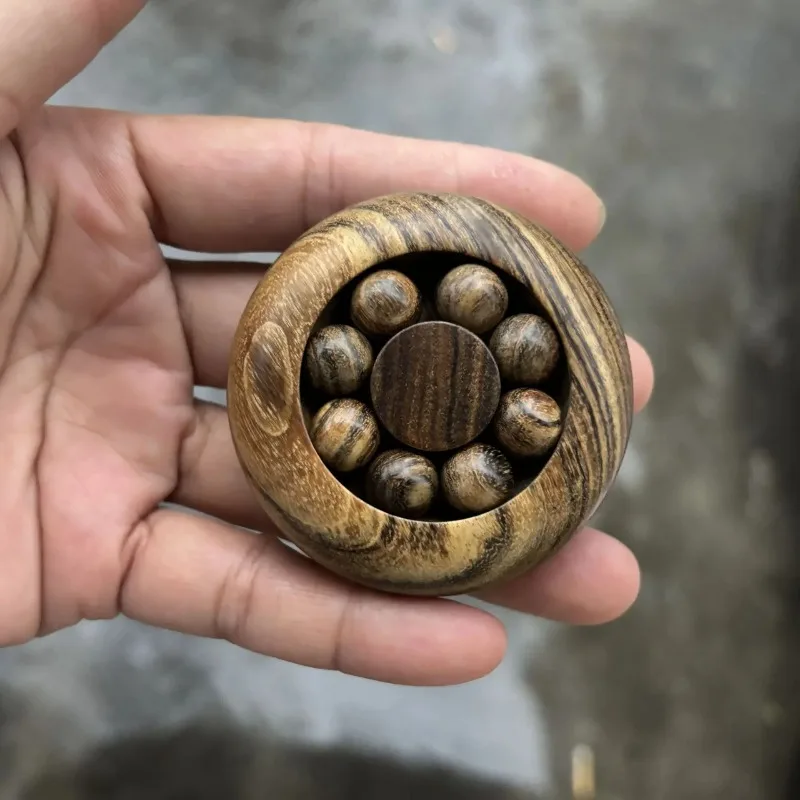 Adult Anxiety Relief Transportation Bead Wooden Circular Wealth Bead Small Decoration, Unique Wood Carving Decoration