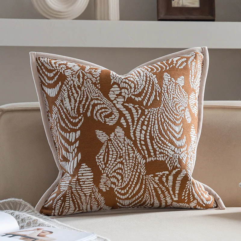 

Оранжево-коричневый высококачественный жаккардовый чехол для подушки, современные роскошные наволочки, декоративные текстурированные чехлы для домашней подушки для дивана