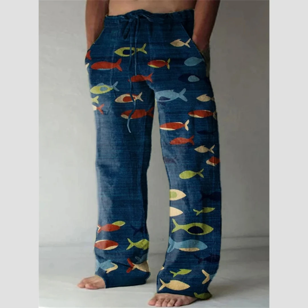 Men's Casual Pants Shark A 3d Printed men's New Winter Pants Fashion men's Loose Casual Pocket Pull Rope Sports Pants