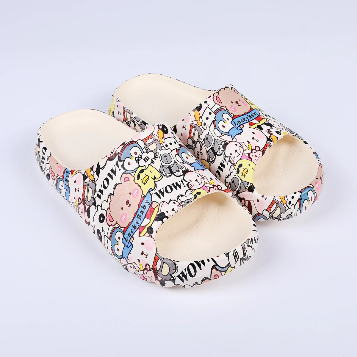 شباشب EVA للنساء، أحذية بنعل سميك، صنادل شاطئ مطبوعة، شباشب سحابية، صنادل منصة كاجوال أنيقة، شرائح منزلية، #4