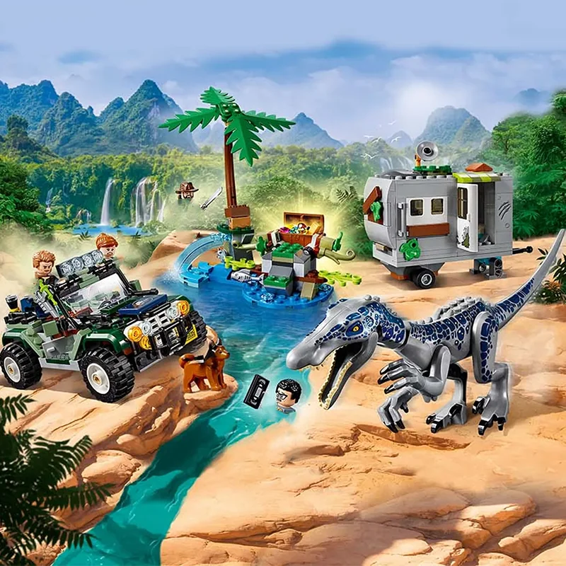 Compatible MOC Sets Jurassic Series Building Blocks Baryonyx Face-Off: The Treasure Hunt Children's Dinosaur World Park Toy Gift