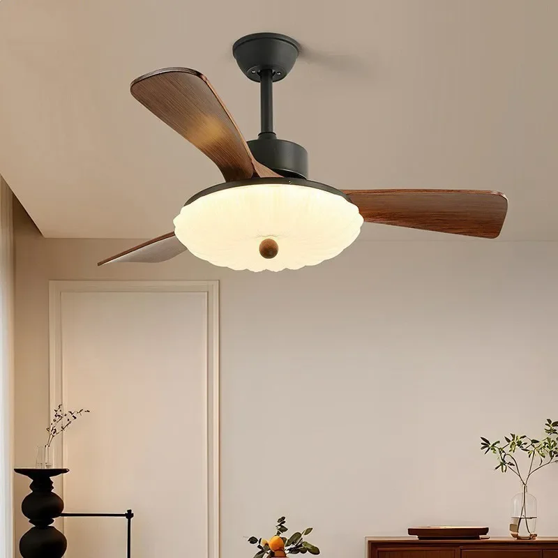 for Retro Song Dynasty Aesthetics French Cream Style Ancient Fan Light Ceiling Fan Lamp for Living Room Dining Room