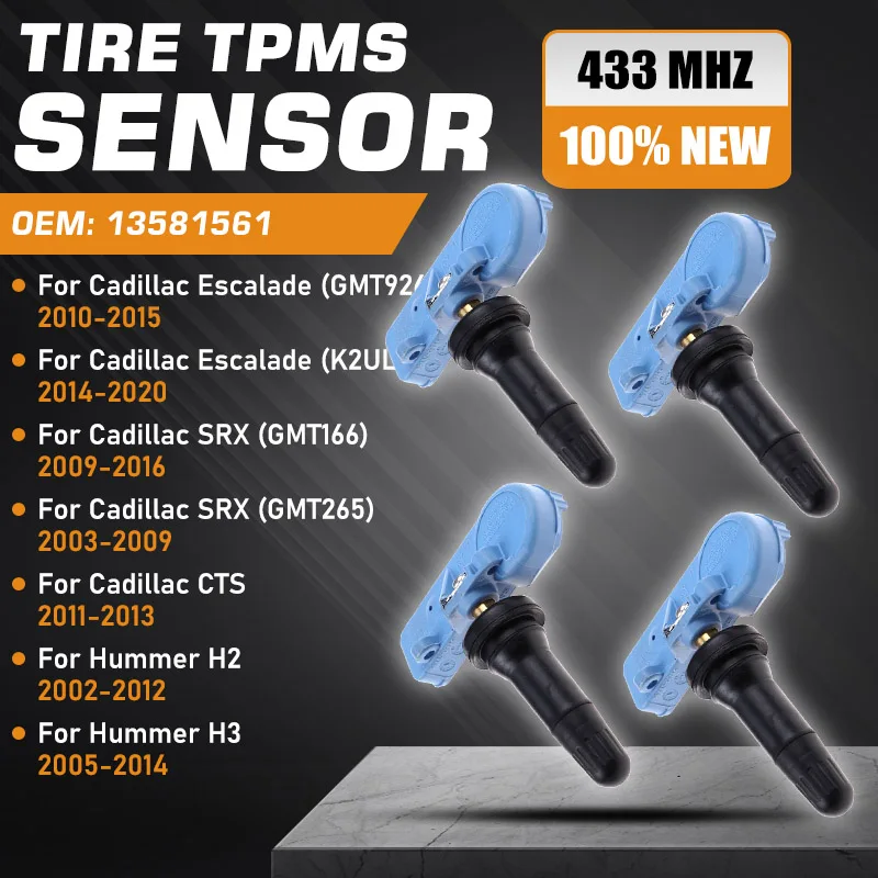 Датчик контроля давления в шинах автомобиля TPMS для Cadillac Escalade 2006-2020 Cadillac SRX 2009-2016 Cadillac CTS 2011-2013 13581561