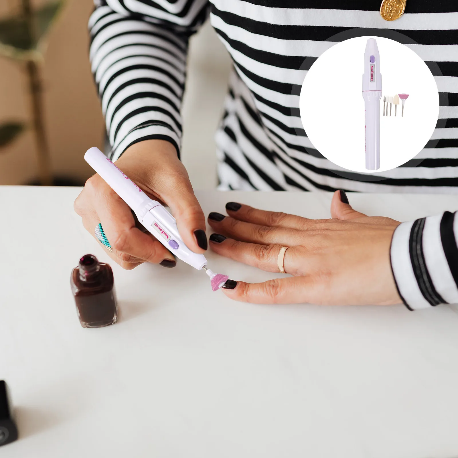 1 مجموعة آلة الحفر الكهربائية المحمولة لأظافر جل الأكريليك مانيكير طحن تلميع أداة خفيفة الوزن آلة حفر الأظافر #1