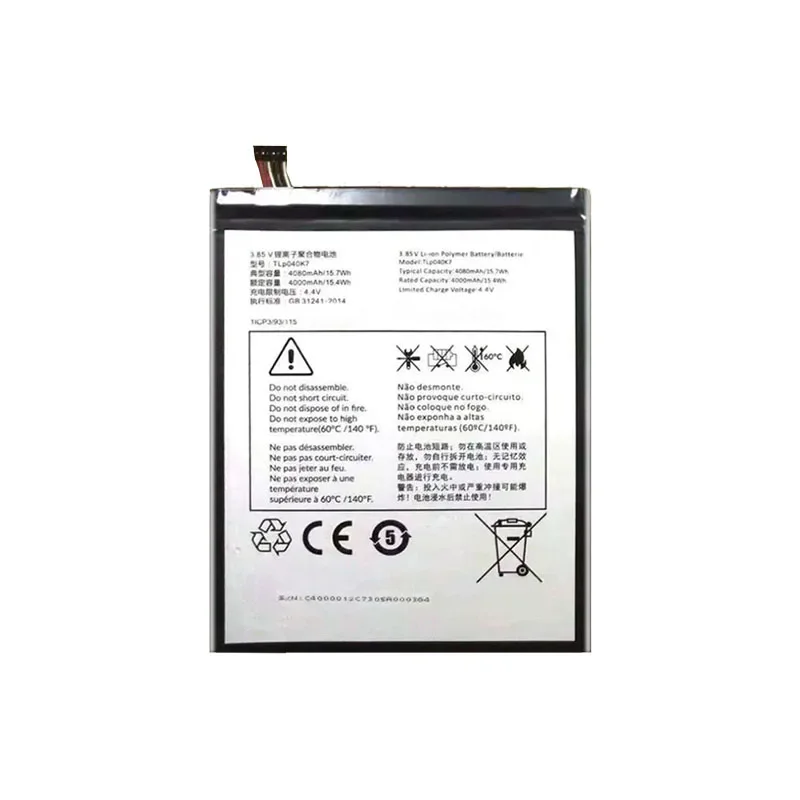 4080mAh Replacement Battery TLp040K7 TLp040J1 For Alcatel A30 Tablet 4G LTE 9024W 8.0