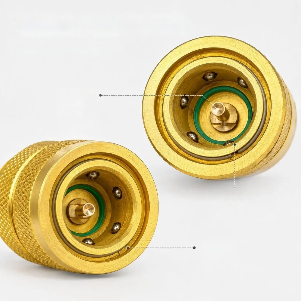 High Low Pressure AC Quick Coupler For Refrigerant Charging Solid Brass Construction Built-in Valve Core Color-coded Marking