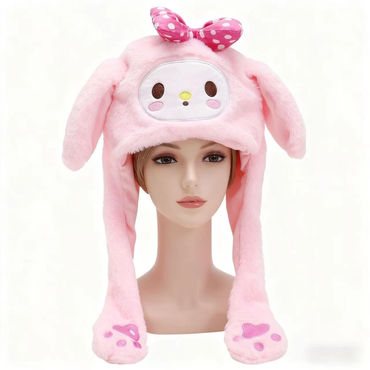 

10pcs/lot Winter Soft Plush Hat Sanrio Kitty Melody Cinnamoroll Kuromi Ear Moving Hat Cute Anime Toy Kids Girl Gifts