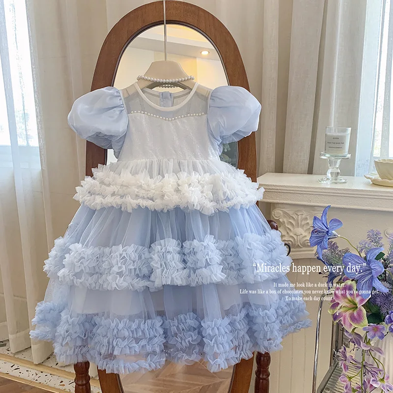 

Girls' Dress 2025 Summer New Fashionable Princess Baby Girl Summer Pretty Baby Cake Dress Trendy
