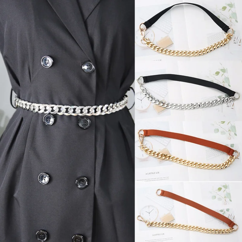 

[Meimeier] Fashion Vintage Suit Elastic Chain Waist Seal Design Sense Metal Chain Detachable Belt