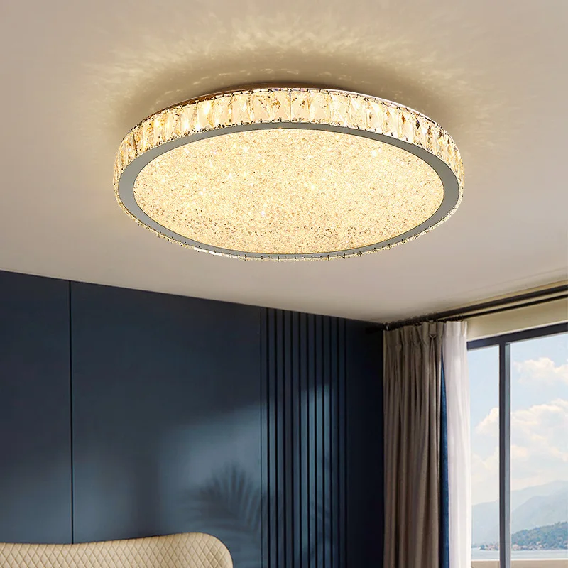 

New Light Luxury LED Crystal Ceiling Lamp Fashionable Round Home Decor for Hall Living Room Bedroom Master Light Minimalist
