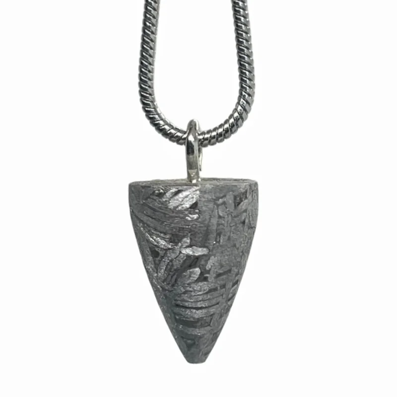 Natural Muonionalusta Meteorite Cone Pendulum Pendant Polished Iron Space Rock Pendant Fashion Collectible Jewelry -LK666