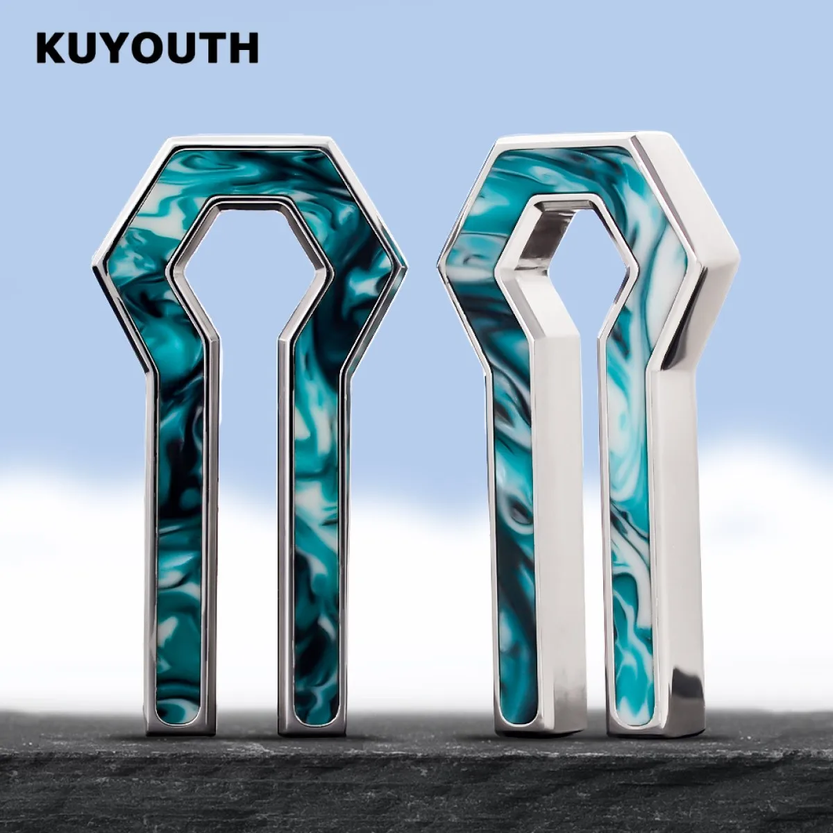 KUYOUTH Geometric Ear Weight Hang Stretchers Expanders for Ears Gauges Earring Stainless Steel Piercing Jewelry 2PCS