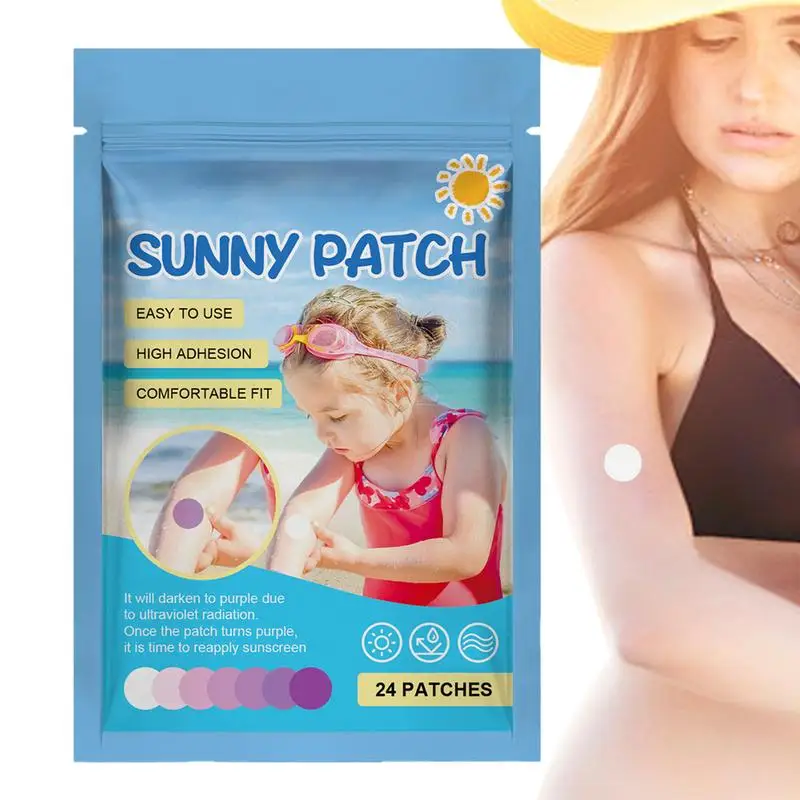 UV Stickers for Sunscreen Reapply Waterproof 24 Pack UV Sun Stickers Sunscreen Patch UV Detection for Body Kids Adults