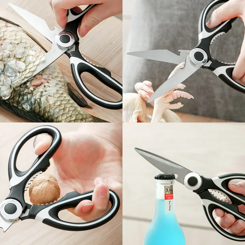 Multifunction Kitchen Scissors Knife Stainless Steel Chicken Bone Scissors Meat Vegetable Cutter Nutcracker Bottle Openers Tools