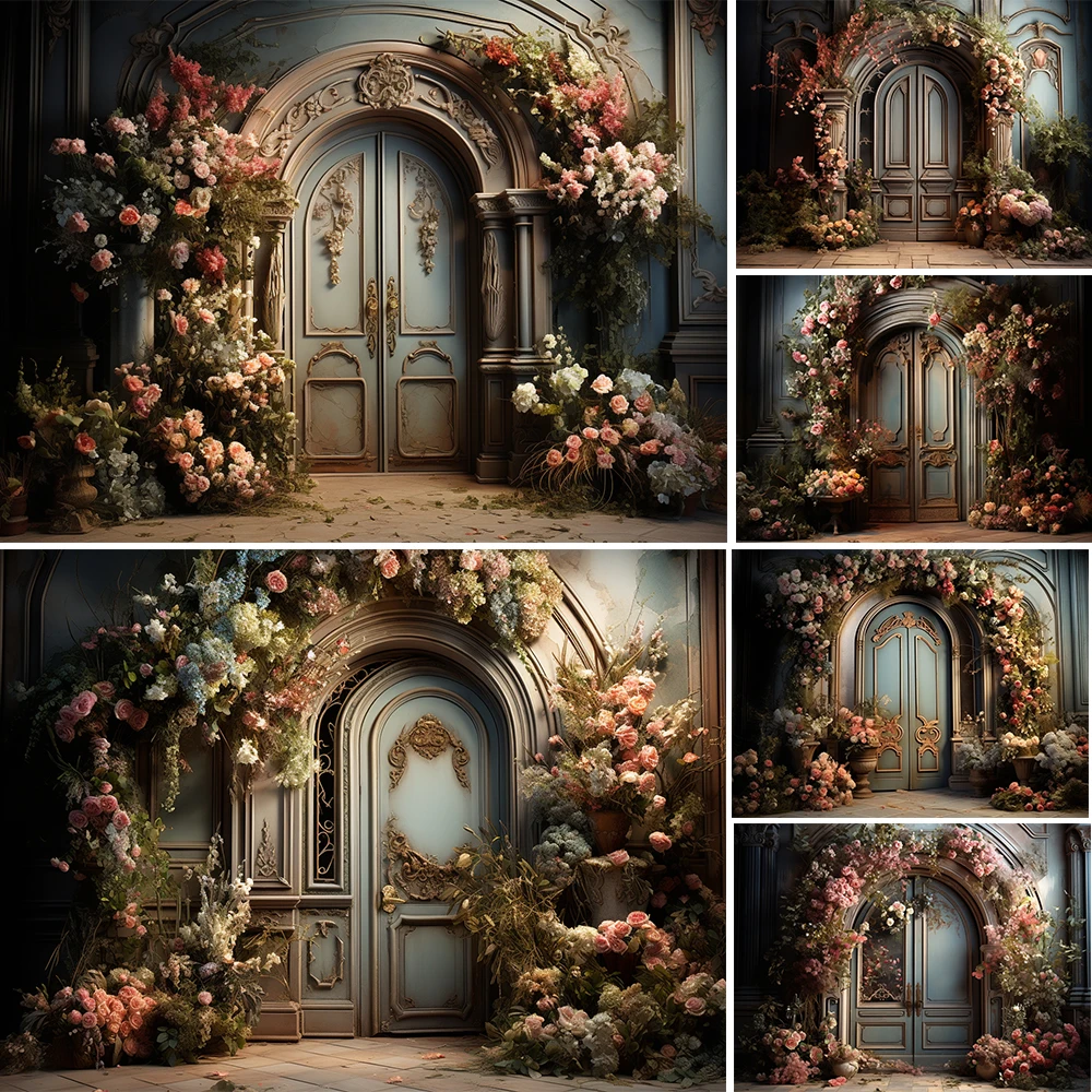 

Mocsicka Artistic Flowers Background For Kids Portraits Baby Shower Photography Arches Wooden Doors Flowers Butterfly Decor Prop