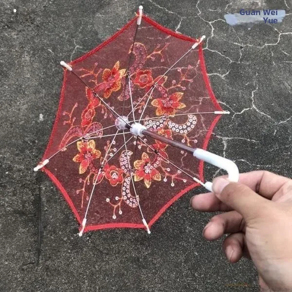  Children's Toy Umbrella Craft Lace Dance Girl Small Umbrella Decorative Vintage Embroidered Umbrella Girl's Plaything