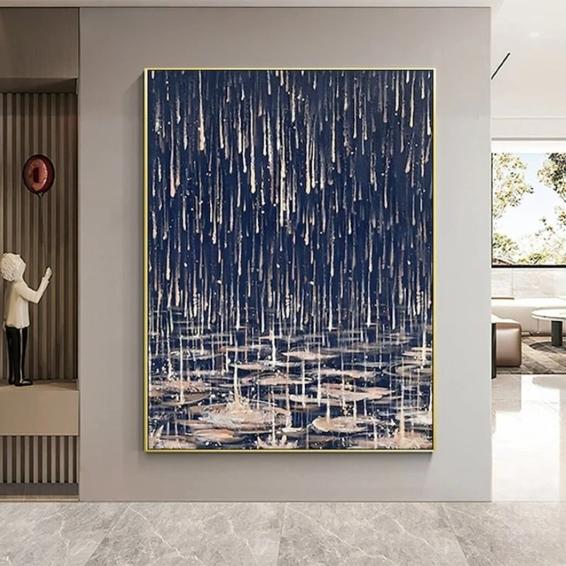 

100% ручная роспись маслом абстрактный дождливый ночной пейзаж безрамная картина маслом на холсте для декора дома и гостиной