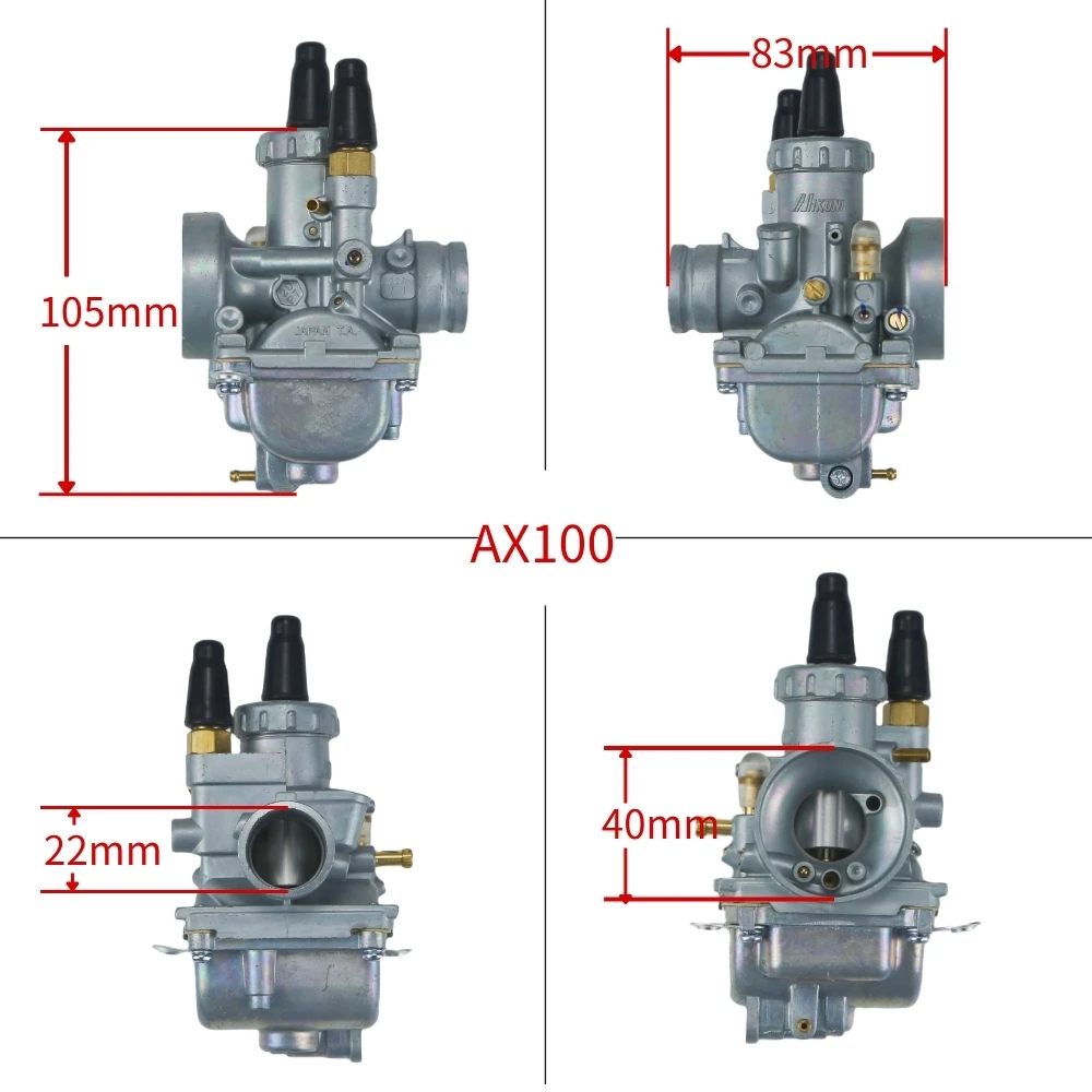 22 مللي متر دراجة نارية المكربن AX100 لسوزوكي AX100 AX 100D RGV120 QJ100-M KW100-M 2-السكتة الدماغية 1994-2016 سكوتر ATV محرك Carb