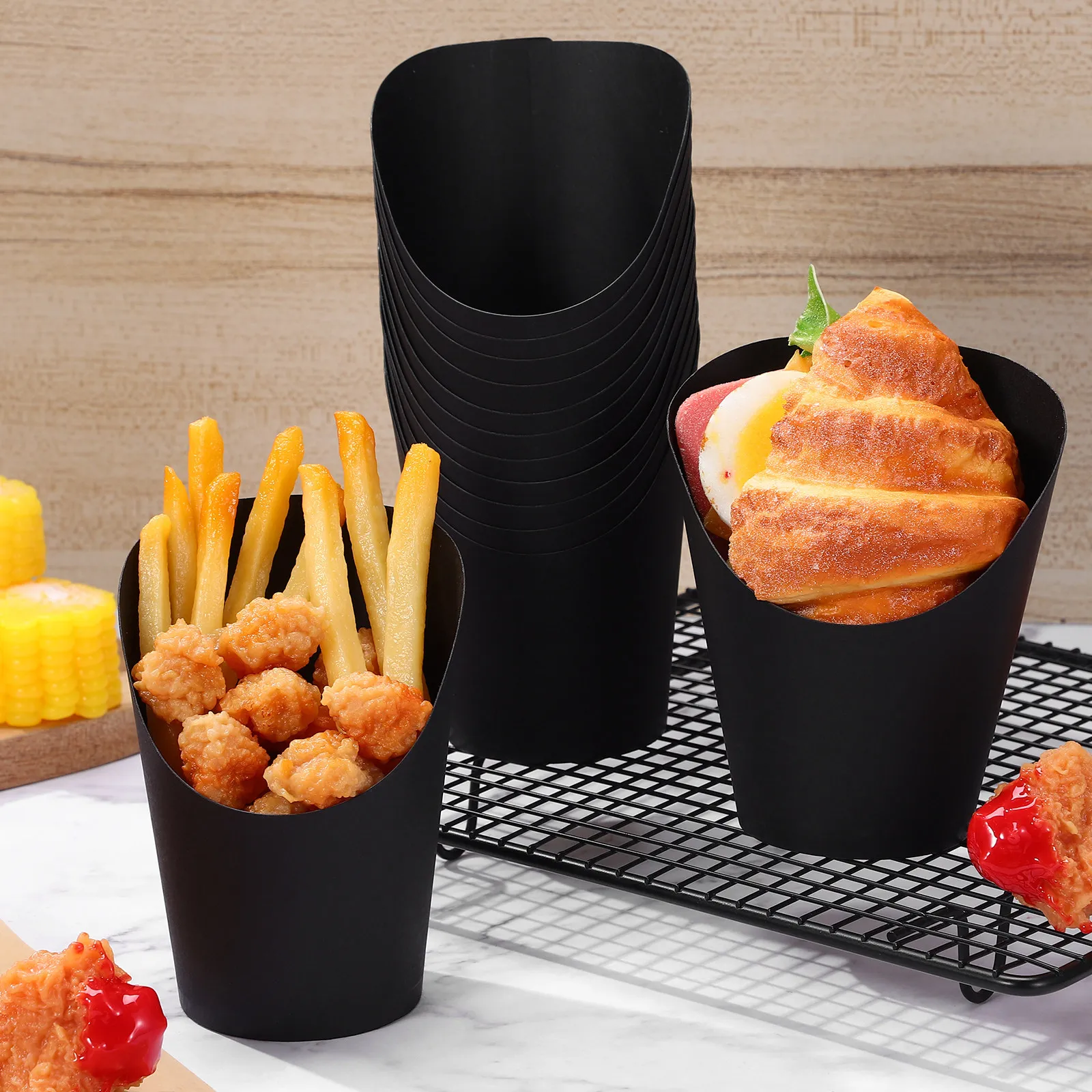 100 gobelets à frites noirs à  - Food Snacks That Are Black avis et prix