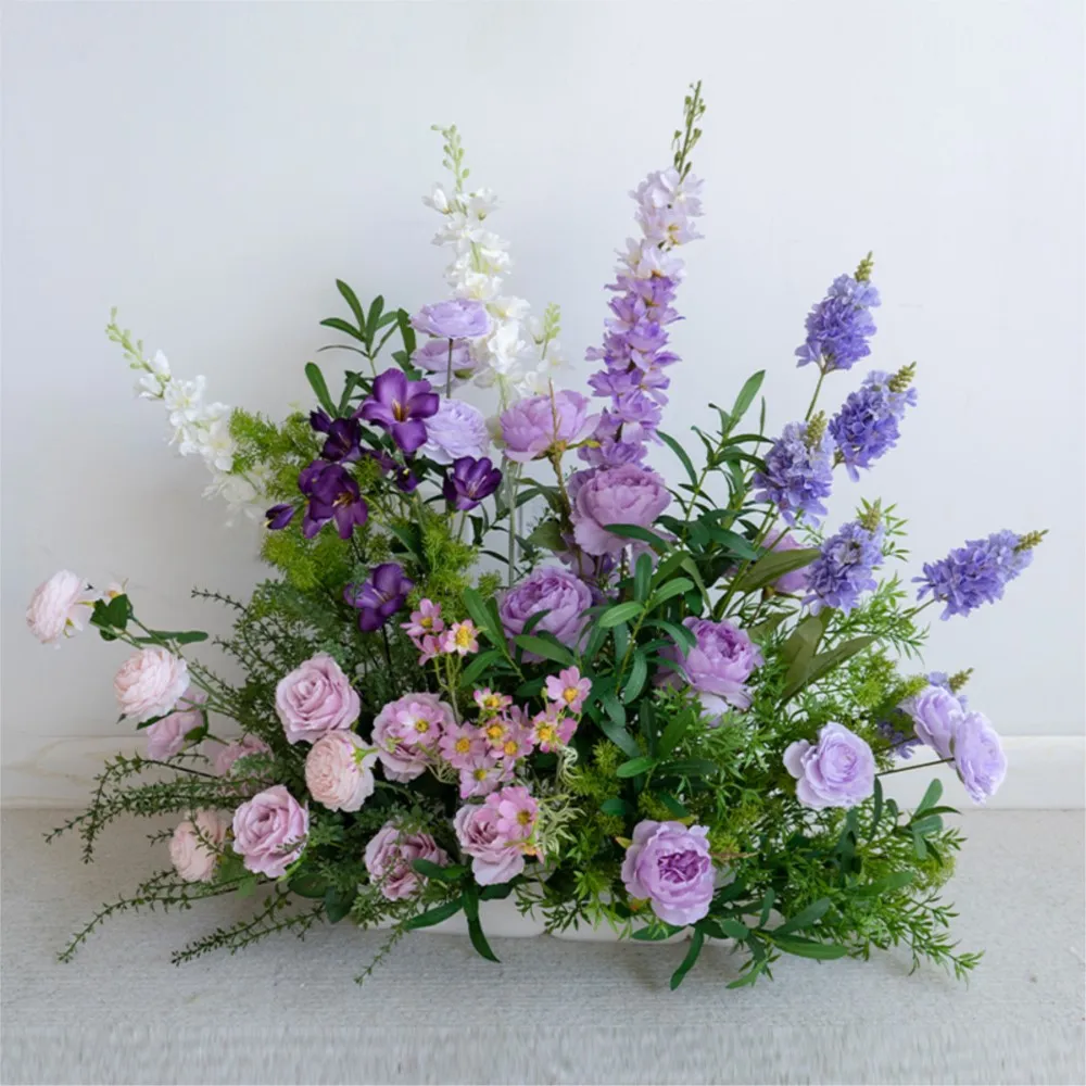 uflower-luxe-violet-rose-rose-verdure-accrocher-fleur-rangee-arrangement-mariage-toile-de-fond-scene-decor-evenement-allee-sol-signe-accessoires