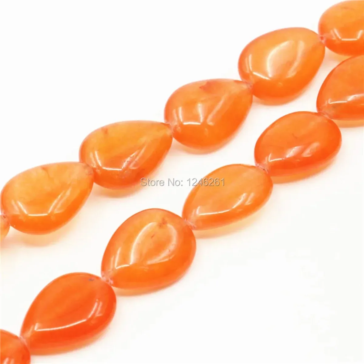 

13x18mm Orange Jade Chalcedony Stone Tears DIY 15inch Jewelry Making Ornaments Craft Loose Beads for Women Girls Christmas Gifts