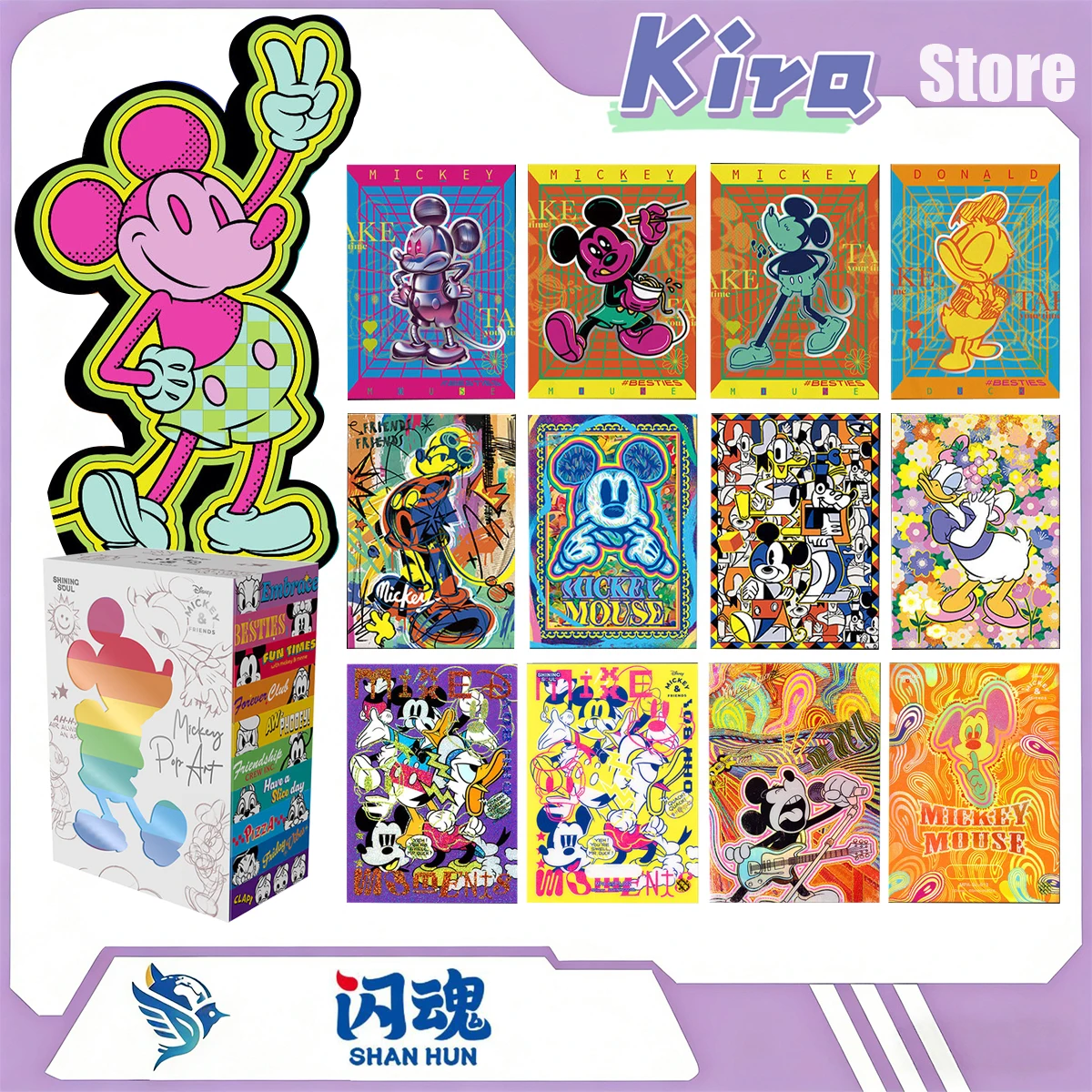 SHININGSOUL 2026 Disney Mickey And Friends Pop Art Collecting Card Newly Released Genuine Designer Toys Surprise Holiday Gift