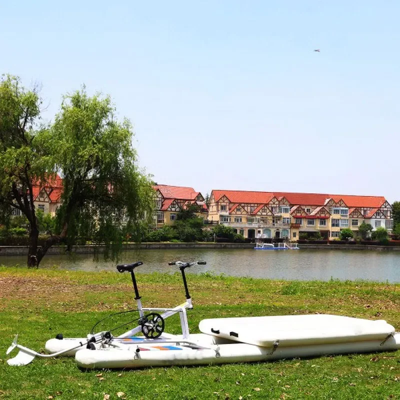 Inflatable floating bridge water bike pedal boat, used for outdoor entertainment and fishing activities