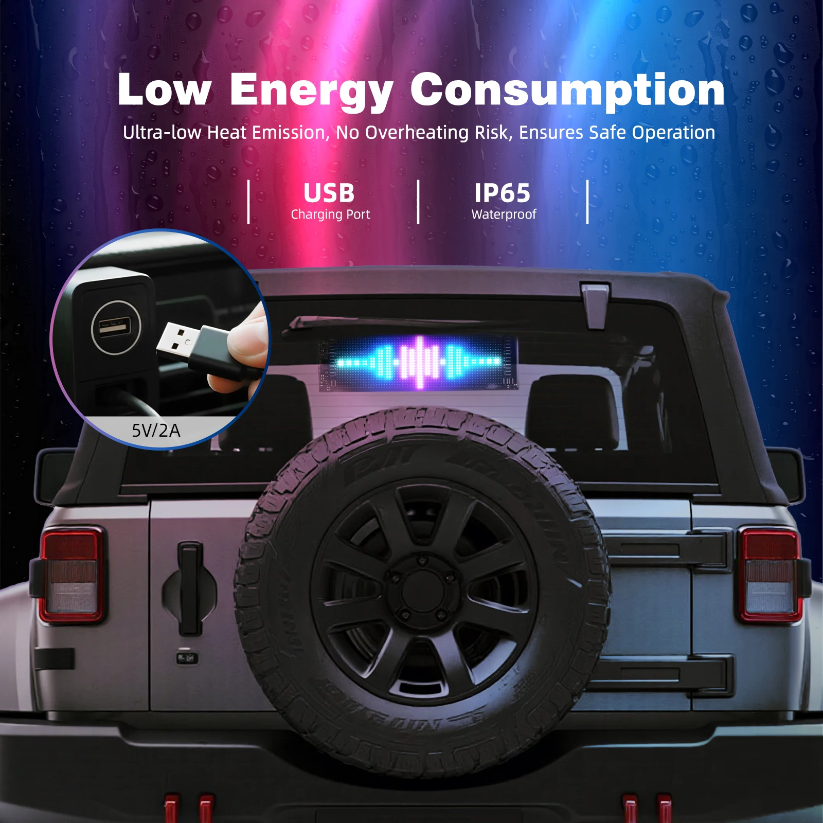 Camion Auto Devil Eye LED Pixel Matrix Pannello Segnaletica Luce App Telecomando 5V USB Illuminazione personalizzata Scorrimento per Parabrezza di bordo