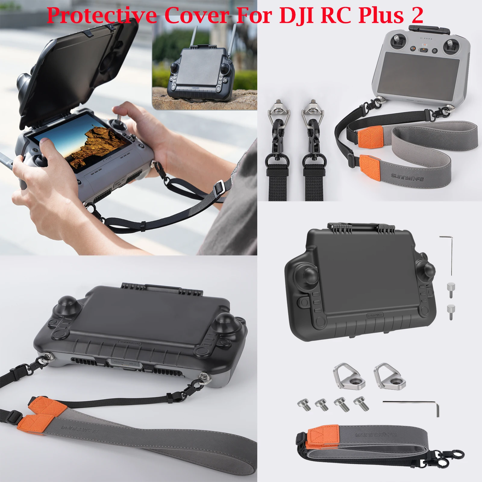 

2 IN 1 Screen Remote Control Light Shield Protector Cover Sunhood Sunshade Case For DJI RC PLUS 2 General Remote Control Lanyard