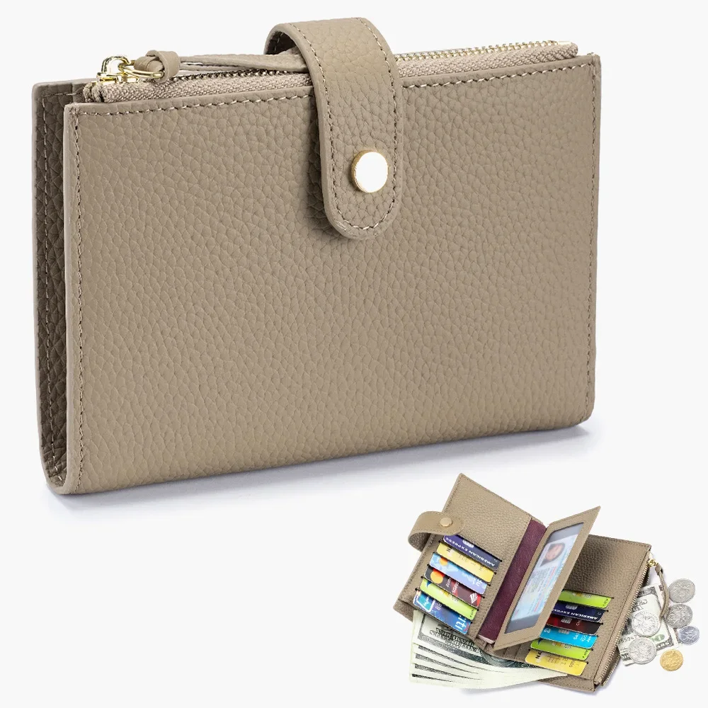 Genuine Leather Women's Short Wallet Large-capacity Multi-card Document Bag Head Layer Cowhide Coin Purse Card Holder Wallets