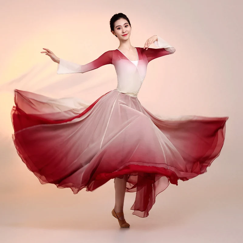 Klasyczna sukienka z gazy do tańca Chiński taniec ludowy Praktyka Występ Starożytne stroje narodowe Scena Dancewear Yangge Clothes