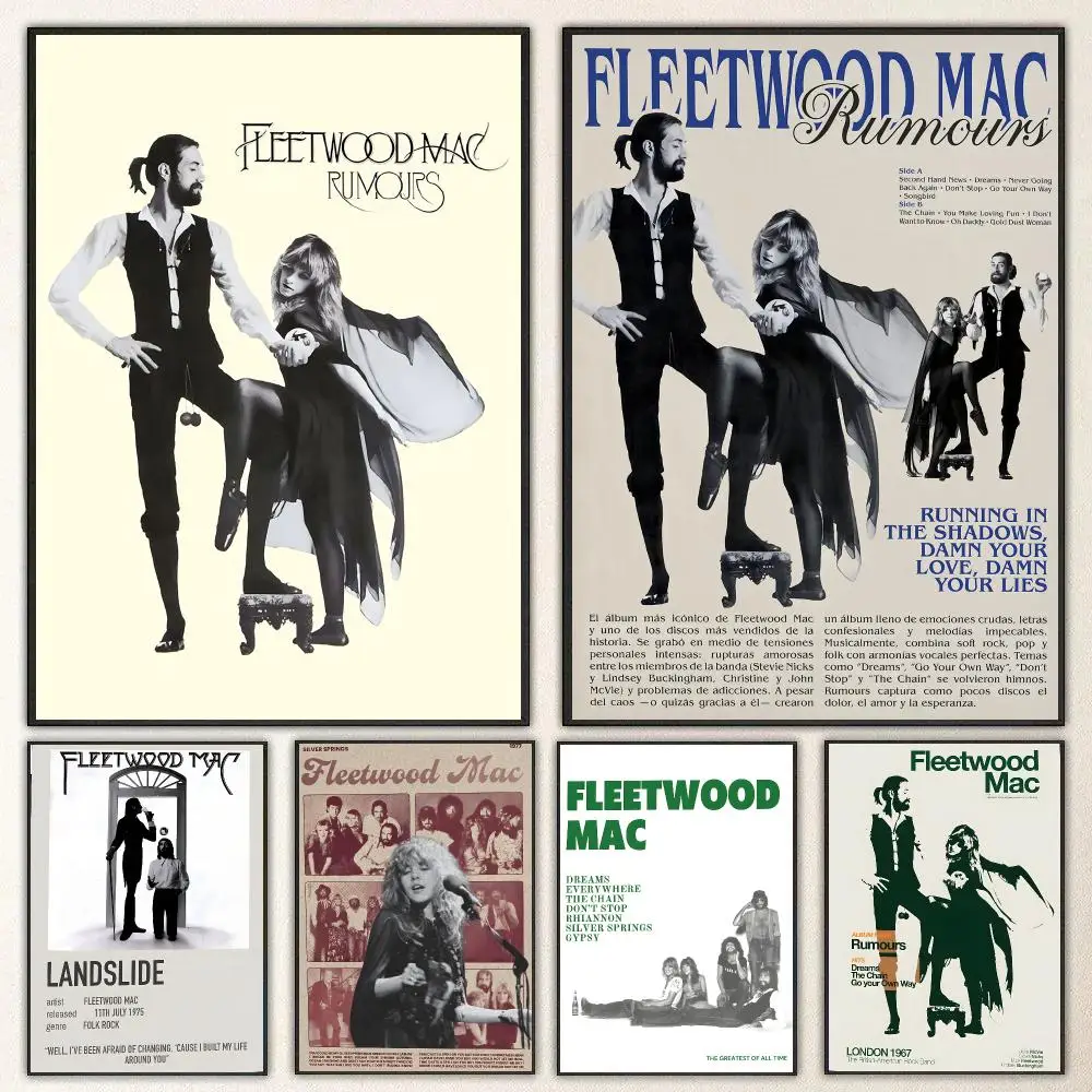Singer Fleetwood Mac Poster Self Adhesive Waterproof PP Poster Coffee Shop Bar Wall Sticker Home Room Decor Wall Art