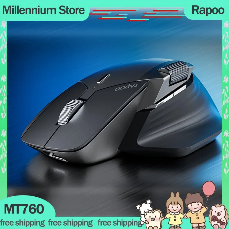 Rapoo MT760 Gamer Mouse 3Mode 2.4G Wireless Bluetooth Mouse Mute Lightweight Mouse Office E-sport Gaming Mice For Windows Gifts