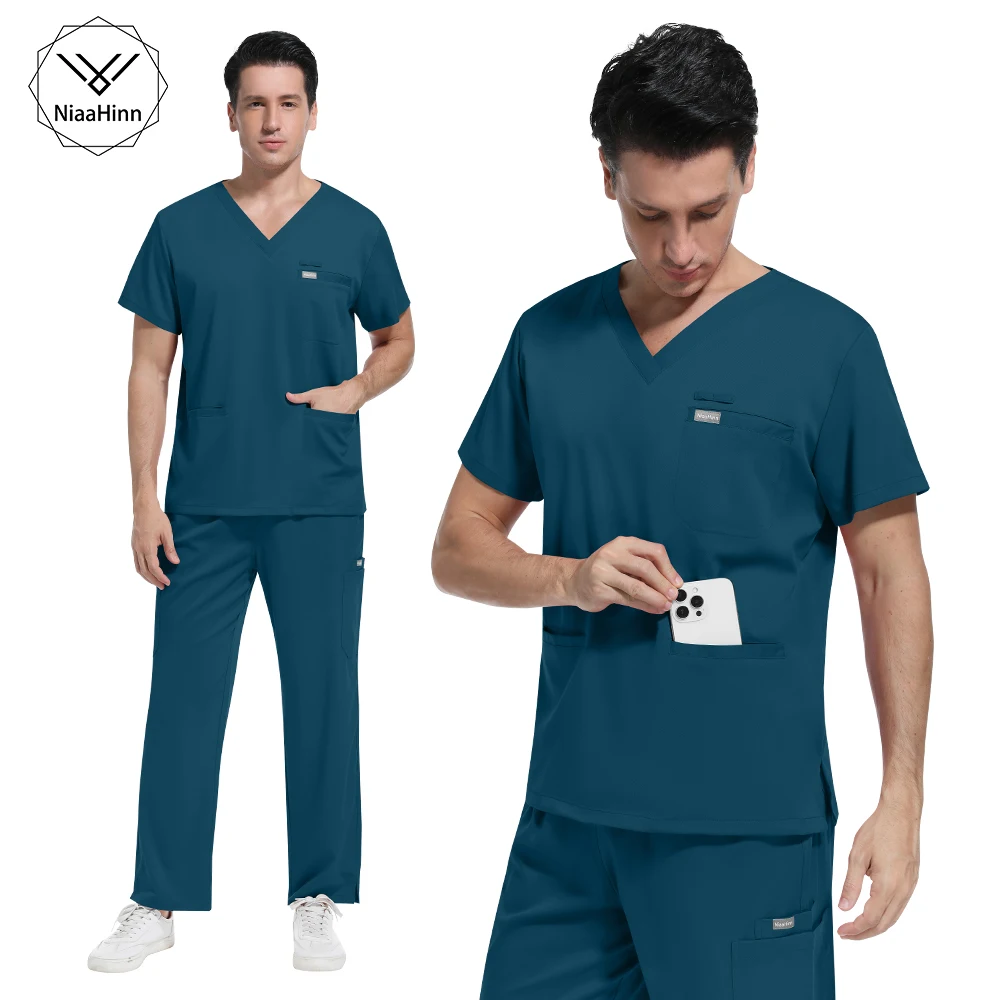 

Niaahinn Surgical Uniforms Woman Mens Scrub Workwear Soft Stretch High-quality Beauty Medical Uniform Nursing Scrubs Sets Unisex