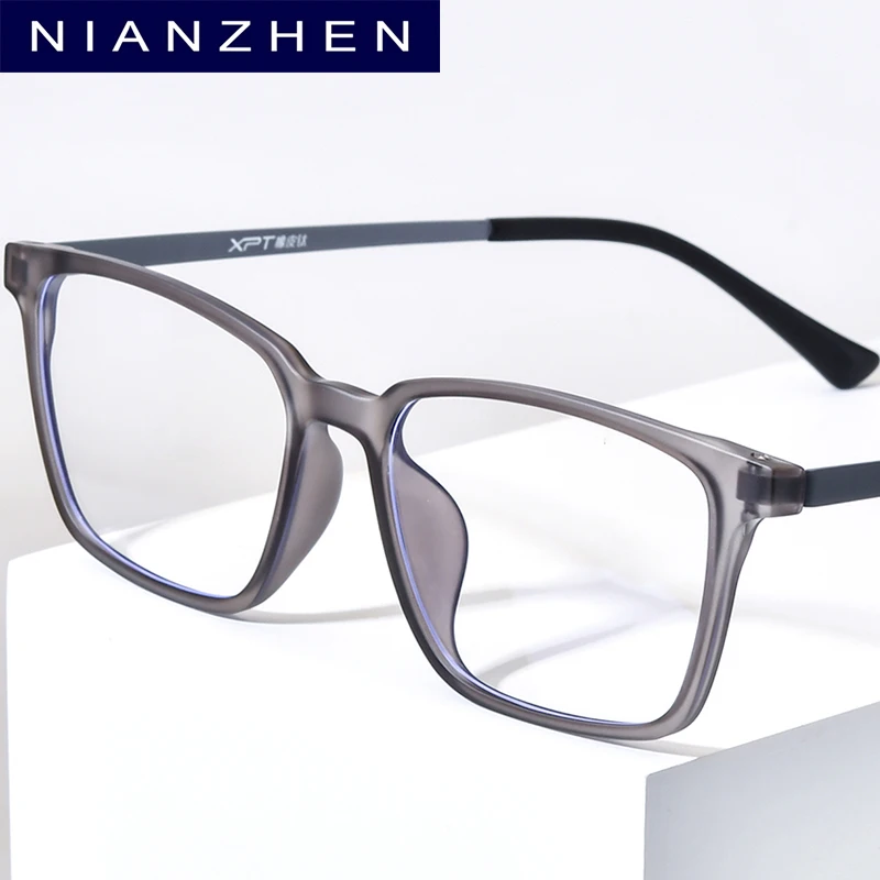 NIANZHEN Rubber Titanium Glasses Frame Men Square Brand Design Eyeglasses Ultralight-Weight Retro Eyewear Spectacles 9822
