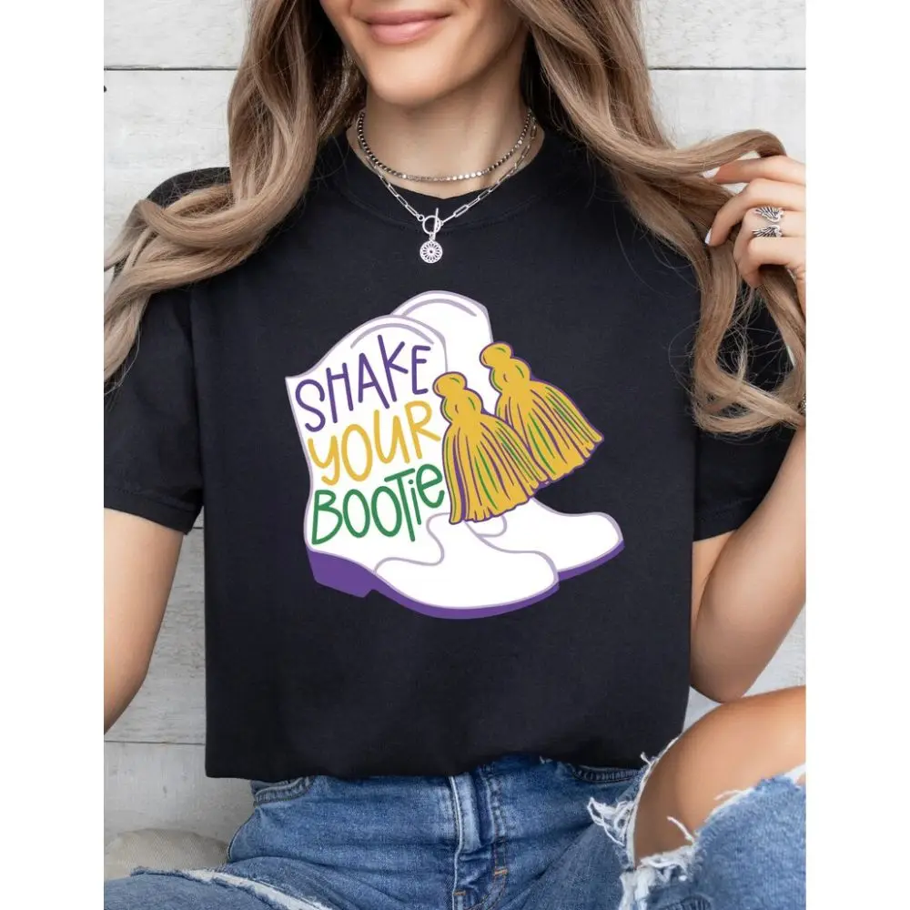 

Shake Your Bootie T-shirt Western Cowgirl Boots Shirts Women Rodeo Tees Country Girl Bachelorette Party Country Music T-Shirt