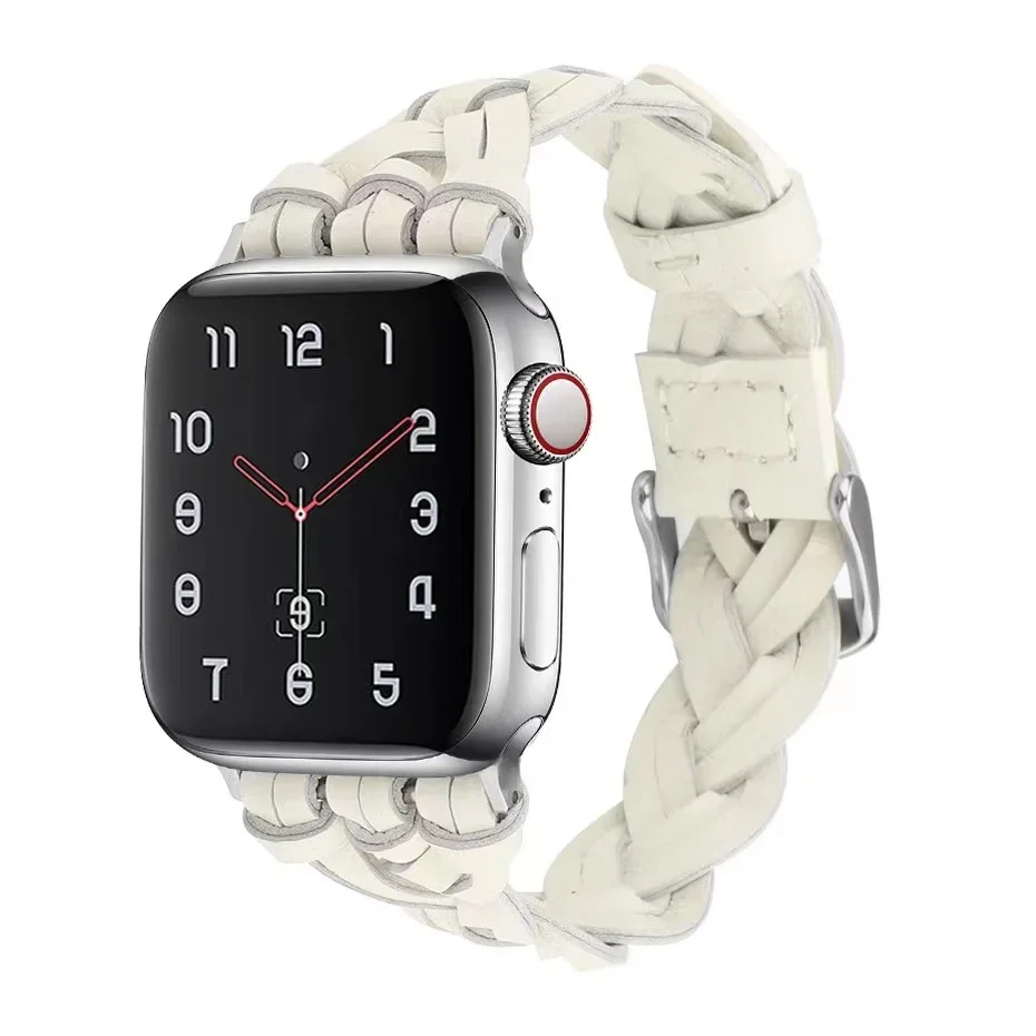 Leather Braided Strap For Apple Watch Band 49mm 45mm 41mm 44mm 42mm 46mm Bracelet Wristband iWatch Ultra 10 9 8 7  6 5 SE Correa