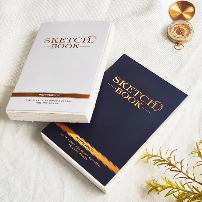 POTENTATE White Gold Sketchbook Rough Edge Notebook Notepad Student Art Painting Watercolor Children's Sketch Graffiti Book