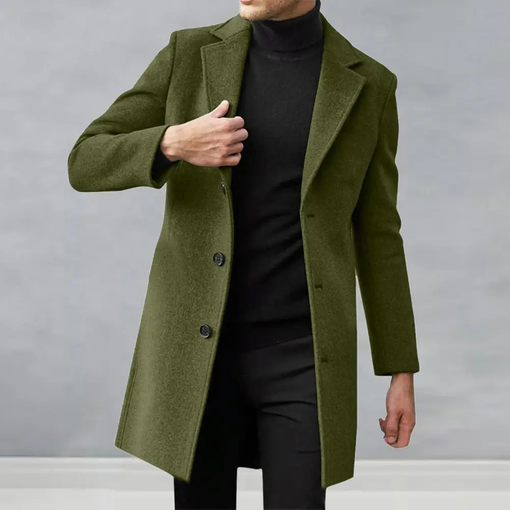 

Men Woolen Coat Jackets Man Casual Outerwear And Coats Single Breasted Lapel Wool Men's Jacket fashion trench coat windbreaker