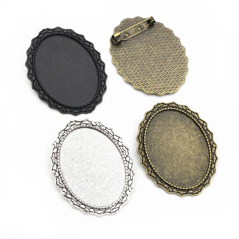 Nowa moda 5 sztuk 30x40mm rozmiar wewnętrzny antyczne posrebrzane brąz czarna broszka broszka kwiaty styl podstawa ustawienie wisiorek