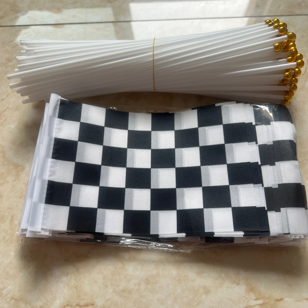 Black and White Chequered F1 Racing Flag 14x21cm，High Quality Checkered Flag Hand Signal Flags view 4